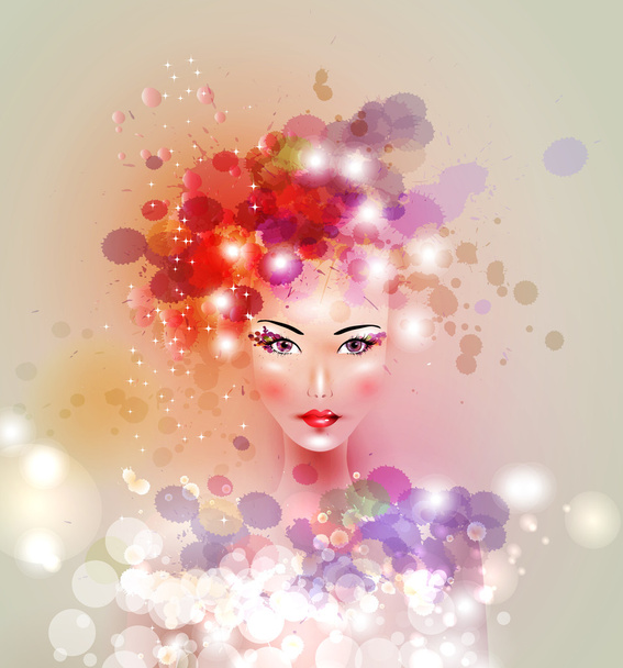 Abstract design elements with woman face - Vector, imagen