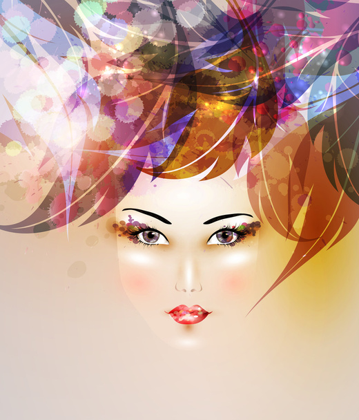 Abstract design elements with woman face - ベクター画像
