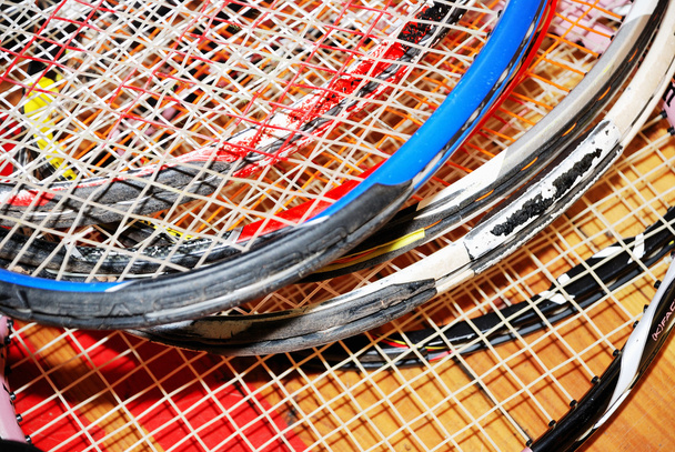 Close up of old tennis rackets - Photo, Image