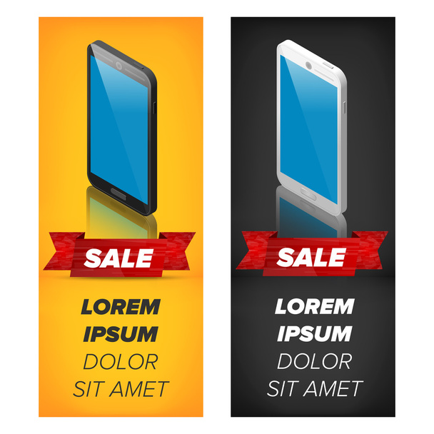 Vertical banners with smartphones - Vector, Image