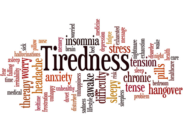 Tiredness word cloud concept 3 - Photo, Image