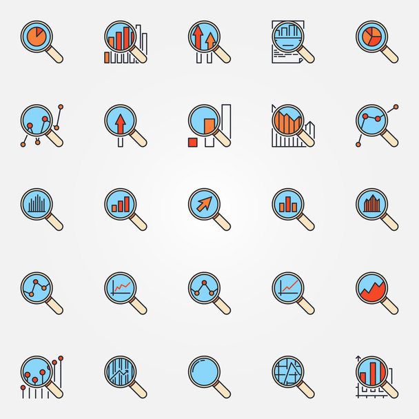 Magnifying glass colorful icons - ベクター画像