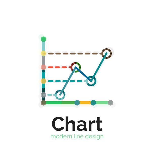 Thin line chart logo design. Graph icon modern colorful flat style - Vector, Image