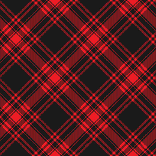 Menzies tartan black red kilt diagonal fabric texture background - Vector, Image