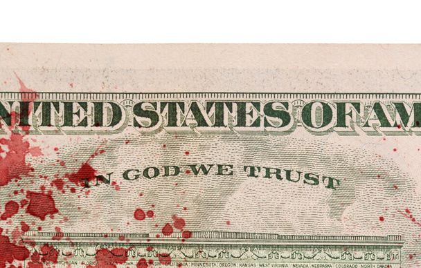 US one Dollar bill, close up, blood - Photo, Image