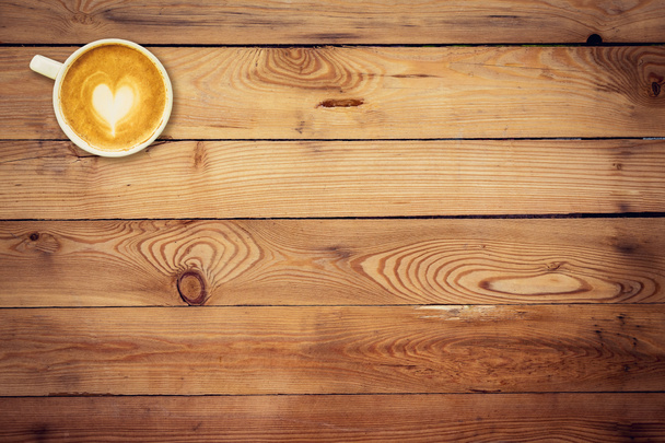vue de dessus café sur table en bois avec espace
 - Photo, image