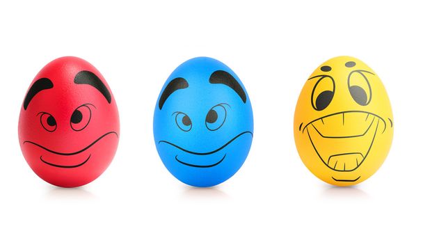 Concept of Easter egg with emotions faces isolated - Foto, afbeelding