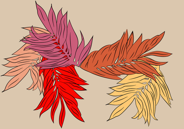 Autumn is romantic pattern of leaves red and orange. - Vector, Imagen