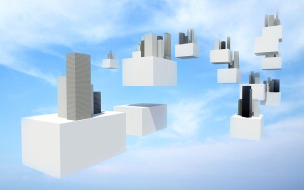 Future sky city in the cloudy sky. - Photo, Image