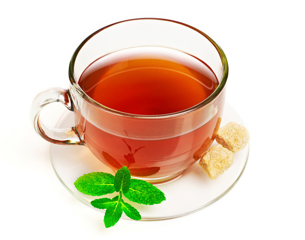 Cup of tea with mint and sugar - Photo, Image