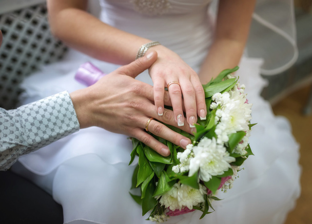 anéis de casamento com flores - Foto, Imagem