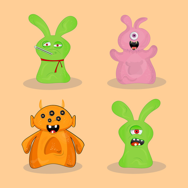 Set of cute colorful monsters. - Διάνυσμα, εικόνα