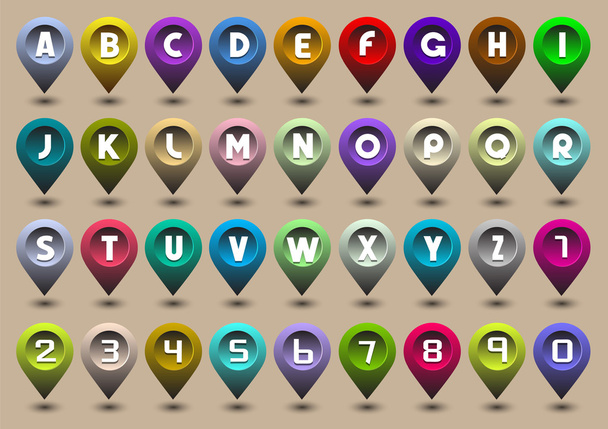 Alphabet letters and numbers - Vetor, Imagem