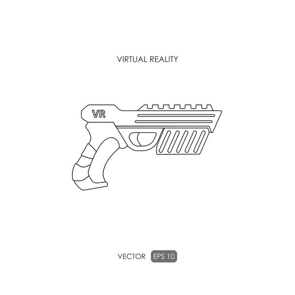 Pistool voor virtuele realiteit systeem. De wapens van het spel. Omtrek tekenen - Vector, afbeelding