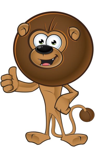 Lion Cartoon With Round Mane - Vector, Image