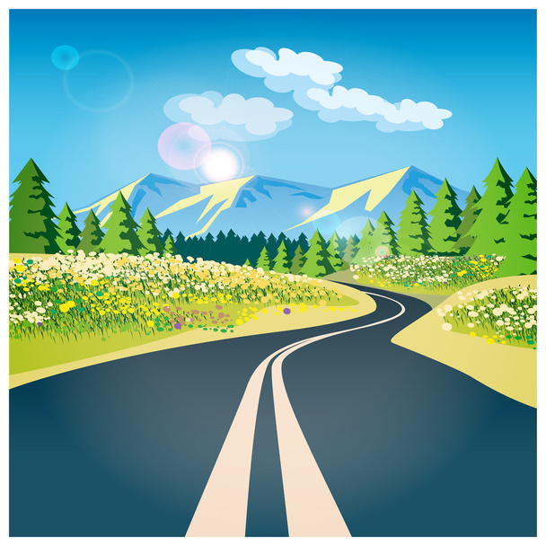 The road through the field - Vector, Image