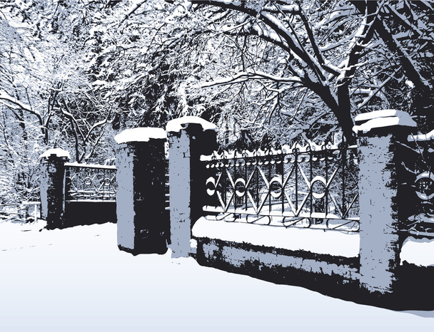 Open gate in the old fence - Vector, Image