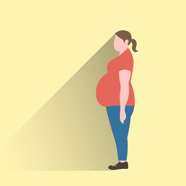 太った女性、体重、ベクトル  - ベクター画像