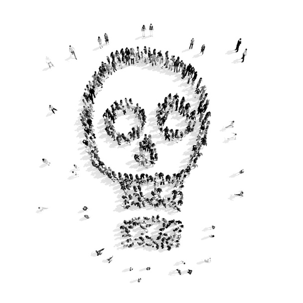 Menschen formen Totenkopf-Karikatur - Foto, Bild