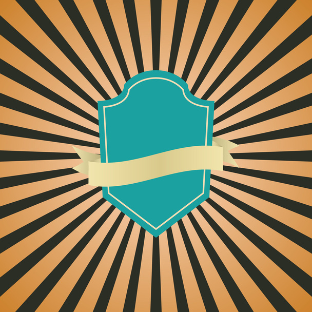 Retro vintage badge with brown sunrays background - Vector, imagen