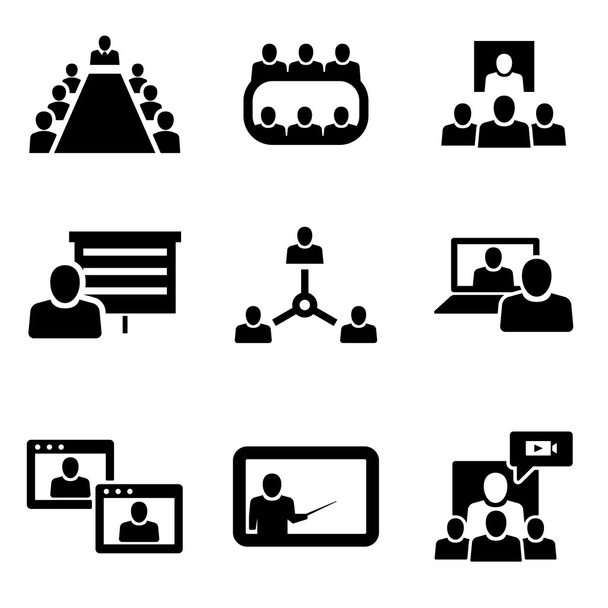 Conjunto de iconos de conferencia vectorial. Comunicación empresarial
 - Vector, imagen