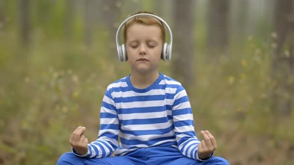 Guapo niñito meditando en el bosque
 - Imágenes, Vídeo