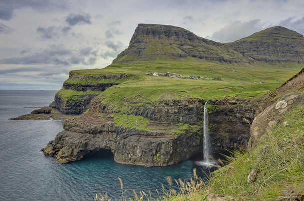 Steep green hills in the Faroe Islands - Photo, Image