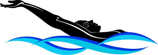 Freestyle Swimmer Black Silhouette. Sport swimming - Vector, Image
