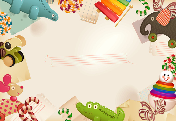 Игрушки, конфеты и детские воспоминания
 - Вектор,изображение