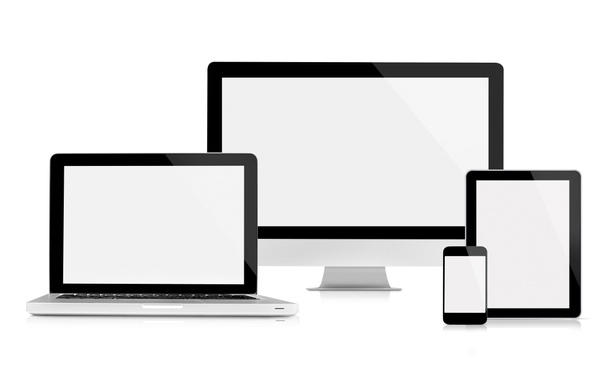 Computermonitor, Laptop, Tablet und Mobiltelefon - Foto, Bild