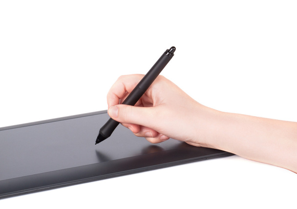 Female Hand Using Graphic Tablet. - Fotoğraf, Görsel