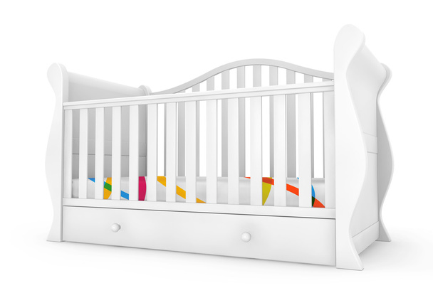 White Baby Bed. 3d rendering - Photo, Image