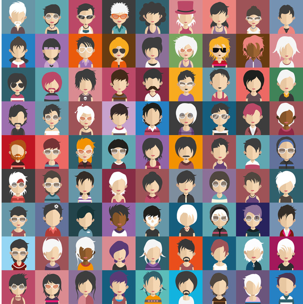 Set of male and female avatar icons - Vector, Image