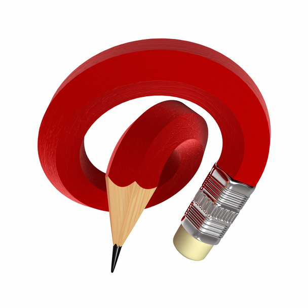 Red wooden pencil - Φωτογραφία, εικόνα