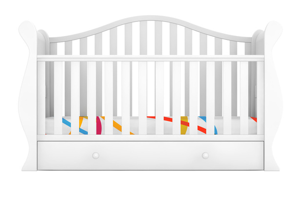 Cama de bebé blanca. renderizado 3d
 - Foto, Imagen
