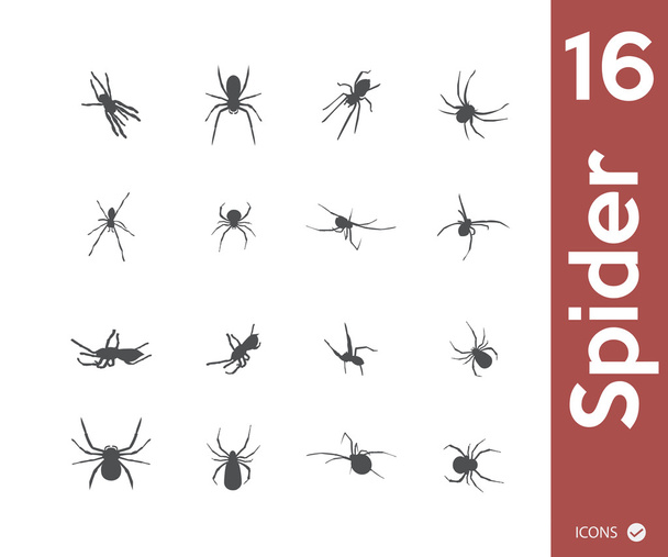 set of black spider icons - ベクター画像