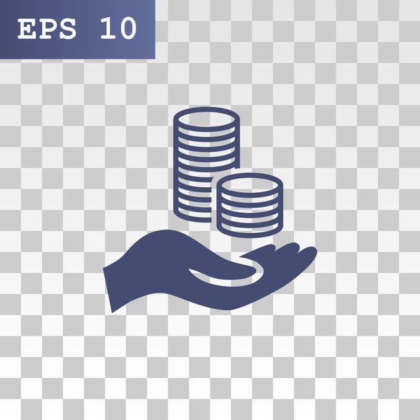 coins in hand, web icon - Vektor, kép