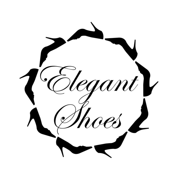 Elegante testo scarpe con un cerchio di scarpe da donna
 - Vettoriali, immagini