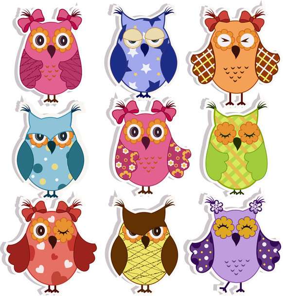 Cartoon owls - Vector, afbeelding