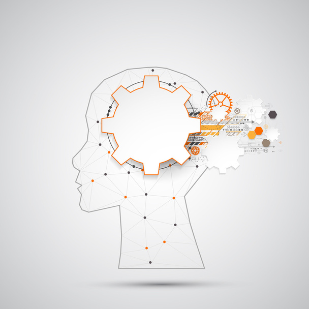 Creative brain concept with human silhouette - Vector, Imagen