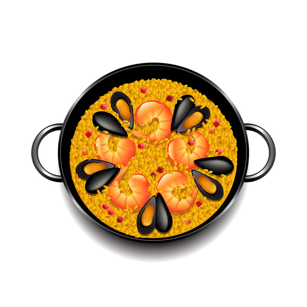 Paella isolada em vetor branco
 - Vetor, Imagem
