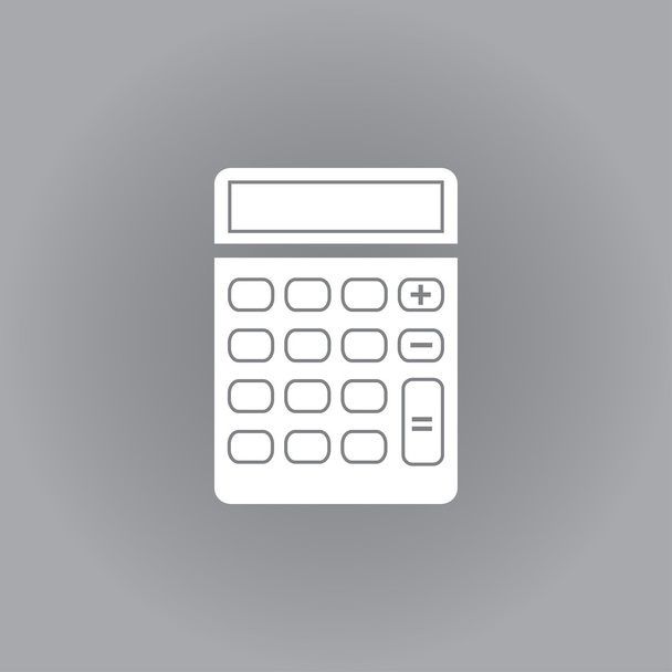 Flat vector icon. White icon on a grey background. Calculator. - Vector, Image