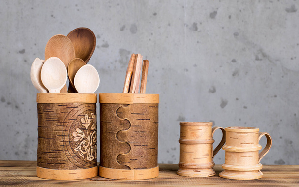 Wooden kitchen utensils. - Fotoğraf, Görsel