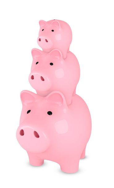 Piggy banks bovenop elkaar - Foto, afbeelding