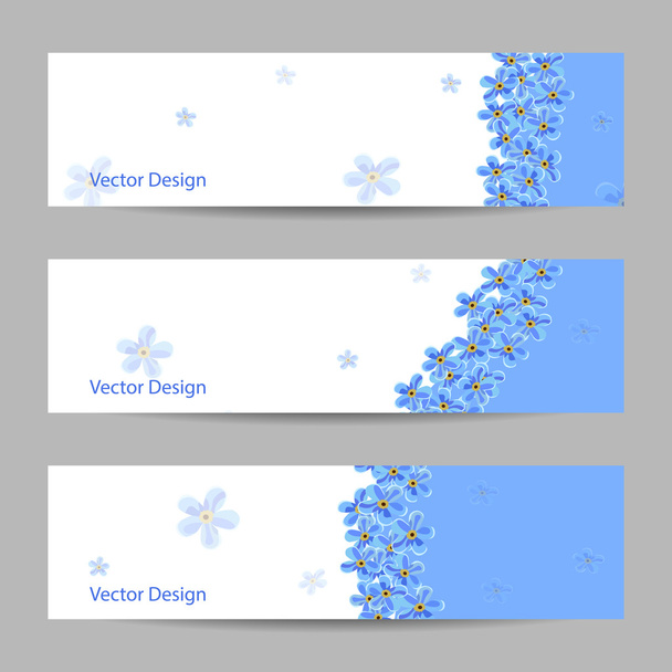 Set of horizontal banners with flowers - Vector, Image