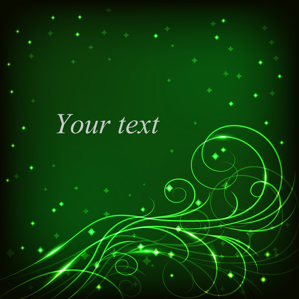 Beautiful shiny pattern on dark green background - Vector, Image