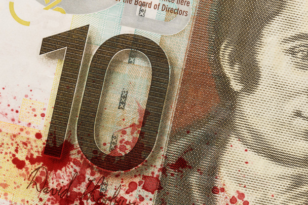 Scottish Banknote, 10 pounds, blood - Photo, Image