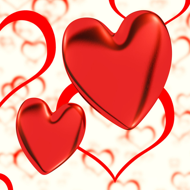 Red, Hearts On A Heart Background Showing Love Romance And Roman - Photo, Image
