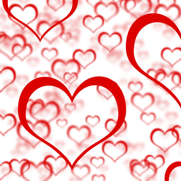 ロマンス愛とバレンタインデーを示す赤いハート背景 - 写真・画像