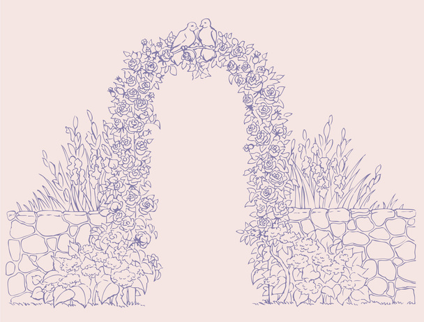 Arch of roses - Vector, Image